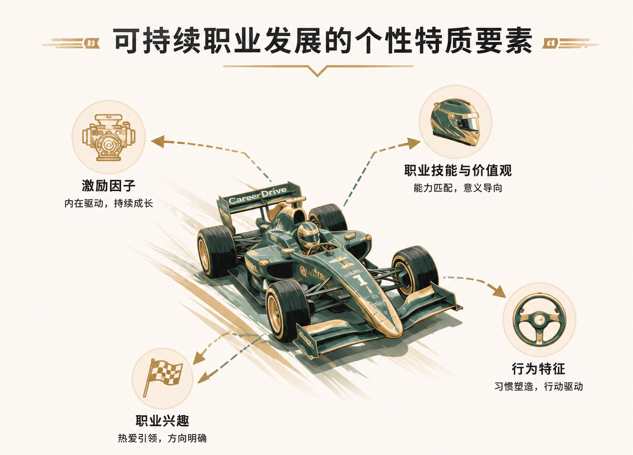 可持续职业发展的个性特质要素 · 赛车模型